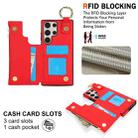 For Samsung Galaxy S23 Ultra 5G RFlD Anti-theft Double Buckle Ring Zipper Card Phone Case(Red) - 3