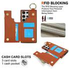 For Samsung Galaxy S23 Ultra 5G RFlD Anti-theft Double Buckle Ring Zipper Card Phone Case(Brown) - 3