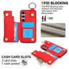 For Samsung Galaxy S24 5G RFlD Anti-theft Double Buckle Ring Zipper Card Phone Case(Red) - 3