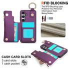 For Samsung Galaxy S24 5G RFlD Anti-theft Double Buckle Ring Zipper Card Phone Case(Dark Purple) - 3