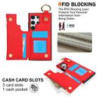 For Samsung Galaxy S24 Ultra 5G RFlD Anti-theft Double Buckle Ring Zipper Card Phone Case(Red) - 3