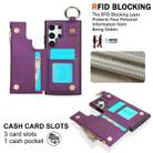 For Samsung Galaxy S24 Ultra 5G RFlD Anti-theft Double Buckle Ring Zipper Card Phone Case(Dark Purple) - 3