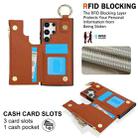 For Samsung Galaxy S24 Ultra 5G RFlD Anti-theft Double Buckle Ring Zipper Card Phone Case(Brown) - 3