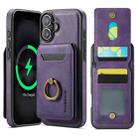 For iPhone 16 Plus DG.MING K1 MagSafe Detachable Wallet RFID Back Cover Phone Case(Purple) - 1