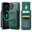 For iPhone 16 DG.MING K1 MagSafe Detachable Wallet RFID Back Cover Phone Case(Green) - 1