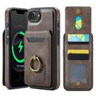 For iPhone 16e DG.MING K1 MagSafe Detachable Wallet RFID Back Cover Phone Case(Coffee) - 1