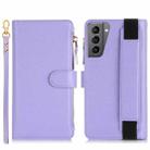 For Samsung Galaxy S21 5G Wristband Holder Zipper Purse RFID Leather Phone Case(Purple) - 2