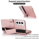 For Samsung Galaxy S21 FE 5G Wristband Holder Zipper Purse RFID Leather Phone Case(Rose Gold) - 3