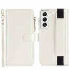 For Samsung Galaxy S22 5G Wristband Holder Zipper Purse RFID Leather Phone Case(White) - 2