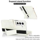 For Samsung Galaxy S22 5G Wristband Holder Zipper Purse RFID Leather Phone Case(White) - 3