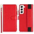 For Samsung Galaxy S22+ 5G Wristband Holder Zipper Purse RFID Leather Phone Case(Red) - 2