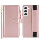 For Samsung Galaxy S22+ 5G Wristband Holder Zipper Purse RFID Leather Phone Case(Rose Gold) - 2