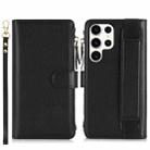 For Samsung Galaxy S22 Ultra 5G Wristband Holder Zipper Purse RFID Leather Phone Case(Black) - 2