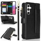 For Samsung Galaxy S23 FE 5G Wristband Holder Zipper Purse RFID Leather Phone Case(Black) - 1