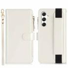 For Samsung Galaxy S23 FE 5G Wristband Holder Zipper Purse RFID Leather Phone Case(White) - 2