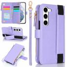 For Samsung Galaxy S23+ 5G Wristband Holder Zipper Purse RFID Leather Phone Case(Purple) - 1