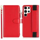 For Samsung Galaxy S23 Ultra 5G Wristband Holder Zipper Purse RFID Leather Phone Case(Red) - 2