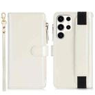 For Samsung Galaxy S23 Ultra 5G Wristband Holder Zipper Purse RFID Leather Phone Case(White) - 2