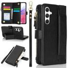 For Samsung Galaxy S24 5G Wristband Holder Zipper Purse RFID Leather Phone Case(Black) - 1