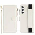 For Samsung Galaxy S24 5G Wristband Holder Zipper Purse RFID Leather Phone Case(White) - 2