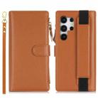 For Samsung Galaxy S24 Ultra 5G Wristband Holder Zipper Purse RFID Leather Phone Case(Brown) - 2