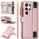 For Samsung Galaxy S24 Ultra 5G Wristband Holder Zipper Purse RFID Leather Phone Case(Rose Gold) - 1