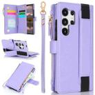 For Samsung Galaxy S24 Ultra 5G Wristband Holder Zipper Purse RFID Leather Phone Case(Purple) - 1