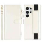 For Samsung Galaxy S24 Ultra 5G Wristband Holder Zipper Purse RFID Leather Phone Case(White) - 2