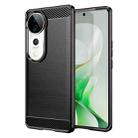 For vivo V40 5G Brushed Texture Carbon Fiber TPU Phone Case(Black) - 1