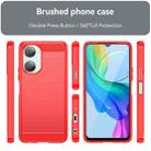 For vivo T3 Lite Carbon Fiber Brushed Texture TPU Phone Case(Red) - 2