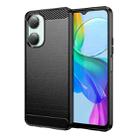 For vivo Y03 Carbon Fiber Brushed Texture TPU Phone Case(Black) - 1