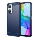 For vivo Y18 Carbon Fiber Brushed Texture TPU Phone Case(Blue) - 1