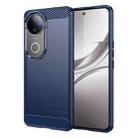 For vivo V50 Carbon Fiber Brushed Texture TPU Phone Case(Blue) - 1