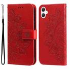For Samsung Galaxy A06 4G Seven-petal Flowers Embossing Leather Phone Case(Red) - 1