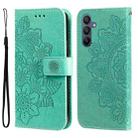 For Samsung Galaxy A16 5G Seven-petal Flowers Embossing Leather Phone Case(Green) - 1