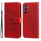 For Samsung Galaxy A16 5G Seven-petal Flowers Embossing Leather Phone Case(Red) - 1