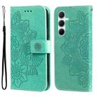 For Samsung Galaxy A36 5G / A56 5G Seven-petal Flowers Embossing Leather Phone Case(Green) - 1