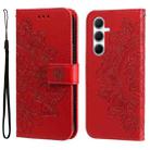 For Samsung Galaxy A36 5G / A56 5G Seven-petal Flowers Embossing Leather Phone Case(Red) - 1