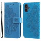 For Samsung Galaxy A25 5G Japan Version / A25e Seven-petal Flowers Embossing Leather Phone Case(Blue) - 1