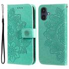 For Samsung Galaxy A25 5G Japan Version / A25e Seven-petal Flowers Embossing Leather Phone Case(Green) - 1
