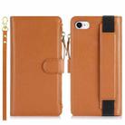 For iPhone SE 2022 / SE 2020 Wristband Holder Zipper Purse RFID Leather Phone Case(Brown) - 2