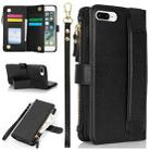 For iPhone 8 Plus / 7 Plus Wristband Holder Zipper Purse RFID Leather Phone Case(Black) - 1