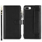 For iPhone 8 Plus / 7 Plus Wristband Holder Zipper Purse RFID Leather Phone Case(Black) - 2