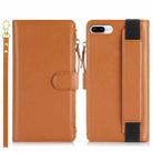 For iPhone 8 Plus / 7 Plus Wristband Holder Zipper Purse RFID Leather Phone Case(Brown) - 2