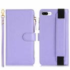 For iPhone 8 Plus / 7 Plus Wristband Holder Zipper Purse RFID Leather Phone Case(Purple) - 2