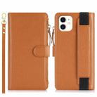 For iPhone 11 Wristband Holder Zipper Purse RFID Leather Phone Case(Brown) - 2