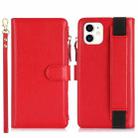 For iPhone 11 Wristband Holder Zipper Purse RFID Leather Phone Case(Red) - 2