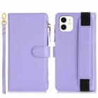 For iPhone 11 Wristband Holder Zipper Purse RFID Leather Phone Case(Purple) - 2