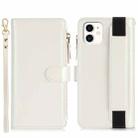 For iPhone 11 Wristband Holder Zipper Purse RFID Leather Phone Case(White) - 2