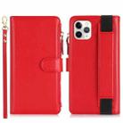 For iPhone 11 Pro Wristband Holder Zipper Purse RFID Leather Phone Case(Red) - 2